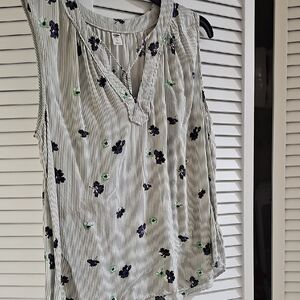 Old Navy Sleeveless Striped Floral Camisole - White, Navy & Green
